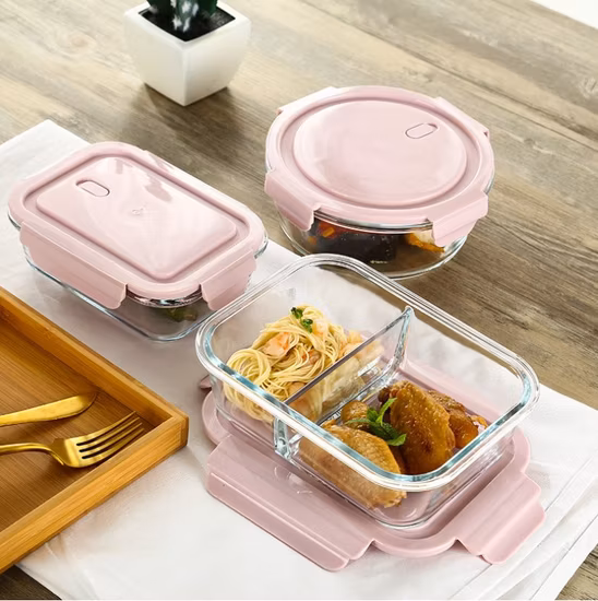 Boîte à Bento à déjeuner en verre congelé scellé de qualité alimentaire, réfrigérateur, boîte à déjeuner en verre chauffant spécial