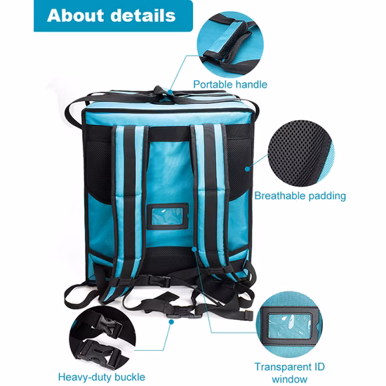 Double couche moto 500d PVC refroidisseur de glace étanche isolé papier d'aluminium livraison de nourriture sac à pizza sac de livraison de nourriture sac à dos sacs thermiques réutilisables pour le déjeuner