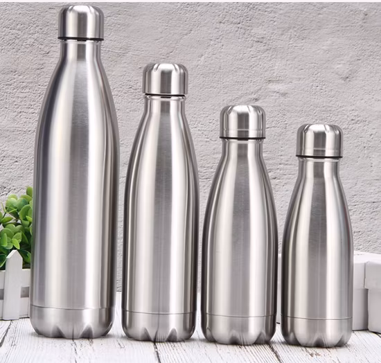 Bouteille d'eau en forme de Cola isolée sous vide à Double paroi personnalisée en usine, flacon de boisson, bouteille de Sport en acier inoxydable
