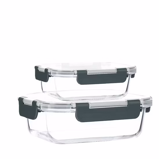 Récipients de préparation de repas en verre, boîtes à Bento en verre hermétiques à emporter, boîte alimentaire en verre sans BPA, approuvée par la FDA et anti-fuite